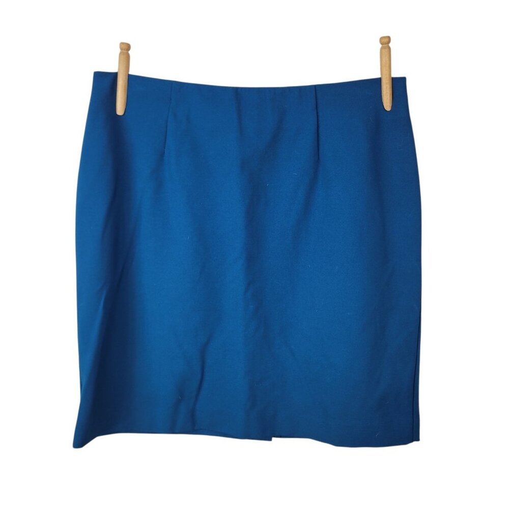 J Jill Ponte Pencil Skirt Size Medium Petite Career Professional Blue Stretch